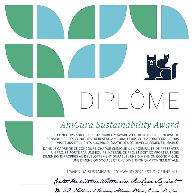 Un certificat d’excellence avec un renard et un texte.
