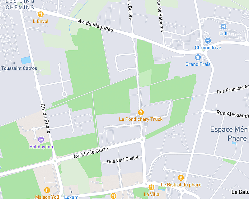 Une carte affichant l'emplacement de CHV AniCura Aquivet à Mérignac