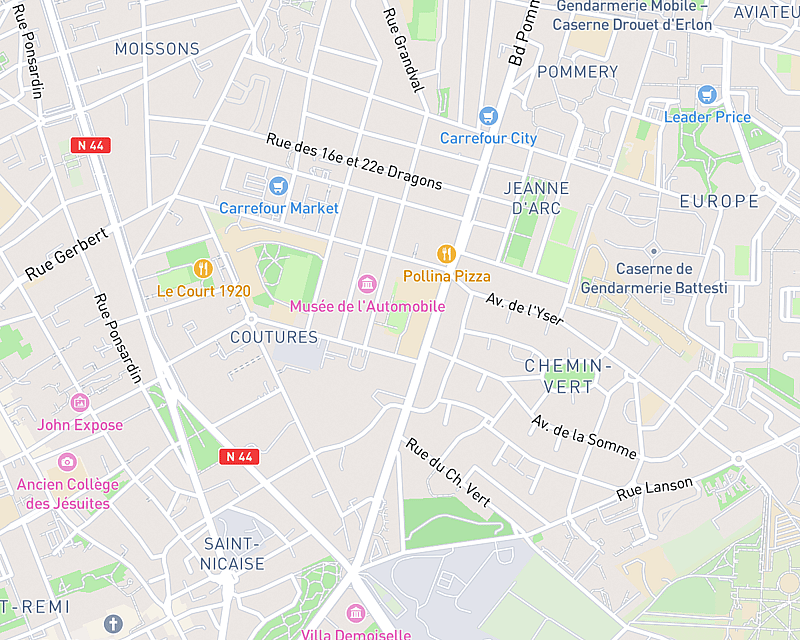 Une carte affichant l'emplacement de CHV AniCura Pommery à Reims