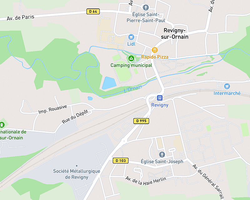 Une carte affichant l'emplacement de Clinique AniCura De La Saulx - les Airelles à Revigny-sur-Ornain