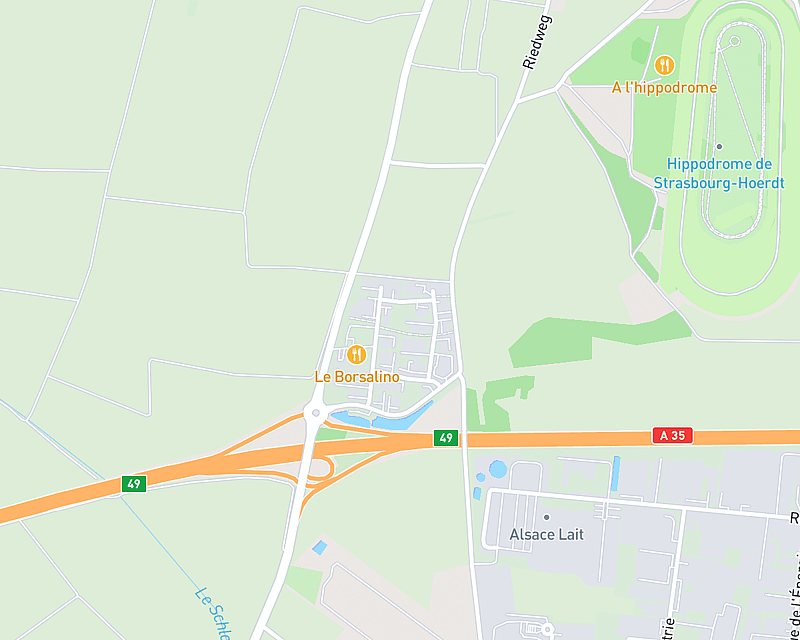 Une carte affichant l'emplacement de Clinique AniCura Tilleuls à Hœrdt