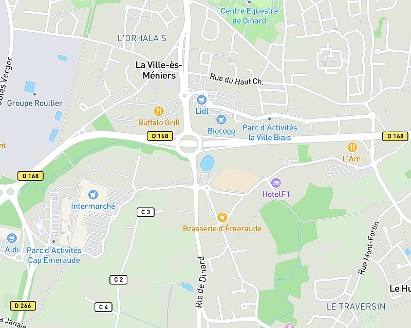 Une carte affichant l'emplacement de Clinique AniCura Brocéliande à la Richardais