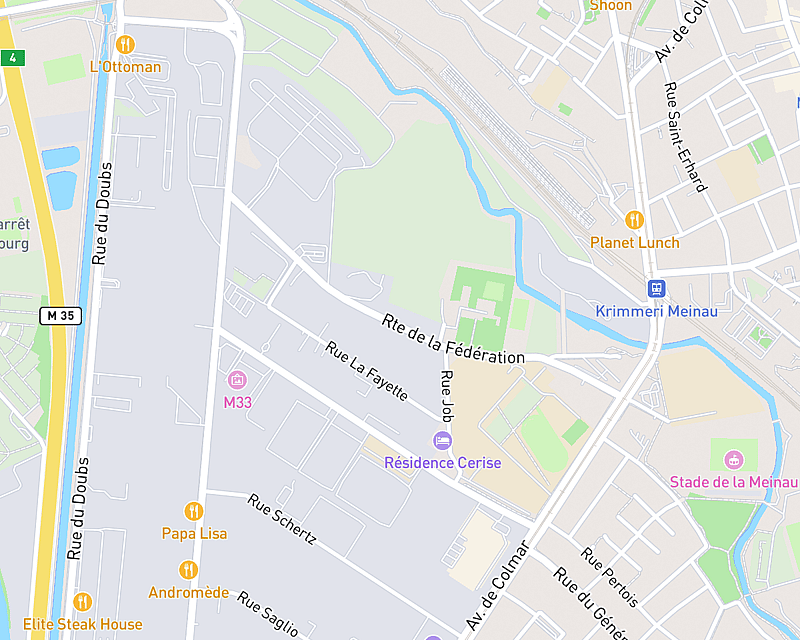 Une carte affichant l'emplacement de Clinique AniCura Zebrasoma à Strasbourg