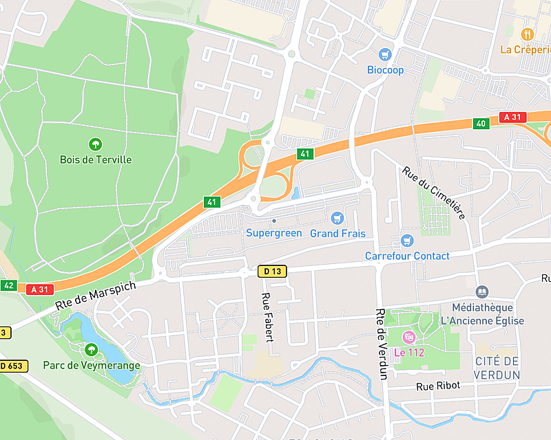 Une carte affichant l'emplacement de Cabinet AniCura Arc en ciel à Terville