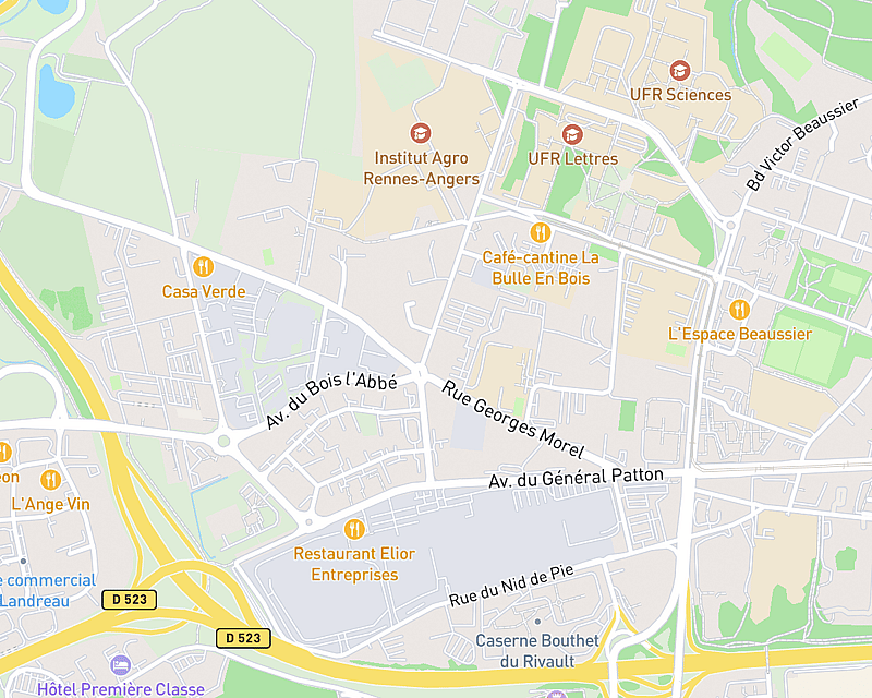 Une carte affichant l'emplacement de Clinique AniCura VetRef à Beaucouzé