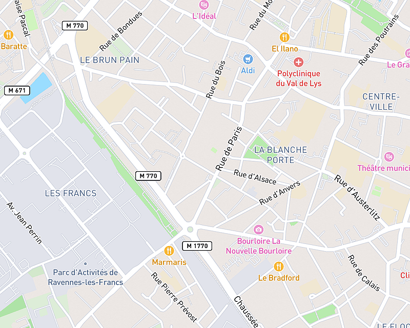 Une carte affichant l'emplacement de Clinique AniCura Afivet à Tourcoing