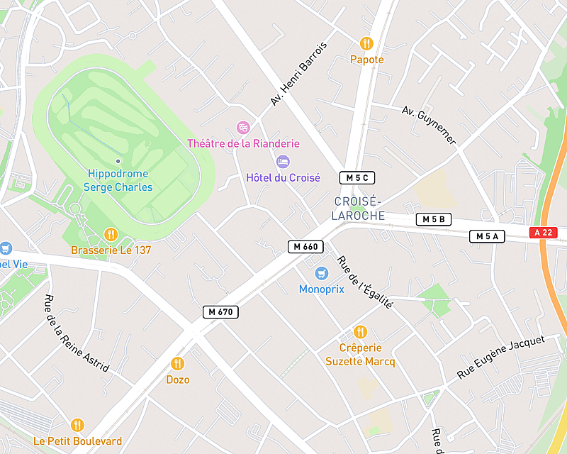 Une carte affichant l'emplacement de Clinique AniCura Vet24 à Marcq-en-Baroeul