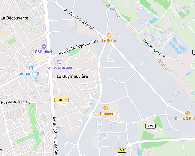 Une carte affichant l'emplacement de Clinique AniCura Brocéliande à Saint Malo
